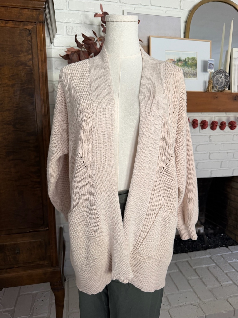 Universal Thread Cream Open-Front Knit Cardigan